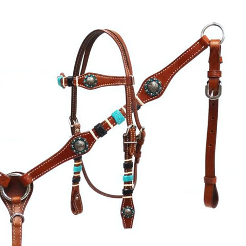 Showman ® Braided rawhide headstall and breast collar set.