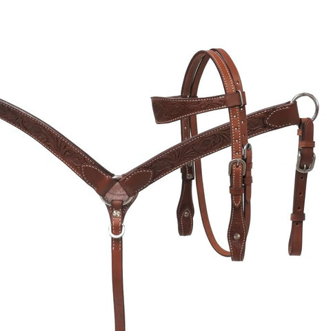 Showman ® MINI floral tooled headstall and breast collar set.