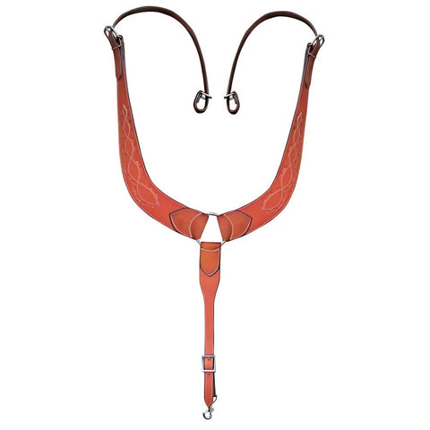 Showman ® Argentina Cow Leather Barbwire tooled leather pulling collar.