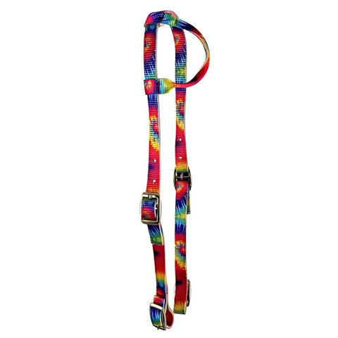 Showman ® Multi Color Tie Dye Nylon One Ear Headstall.