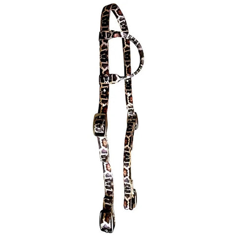 Showman ® Black Nylon One Ear Headstall With Python Print Design.