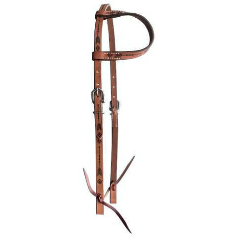 Showman ® One Ear Argentina Leather Headstall with arrow design.