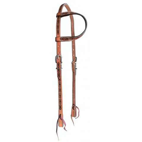 Showman ® One Ear Argentina Leather Headstall with black Aztec print design.