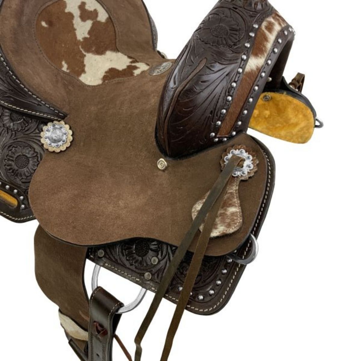 Double T Wild West Floral Roughout Barrel Saddle - 10 Inch