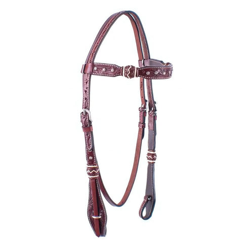 Showman ® Rawhide braided headstall with crystal rhinestone studs.