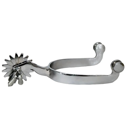 Showman ® men's size nickel plated jingle bob spurs.