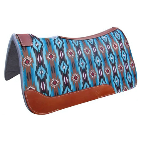 Showman ® 31" X 32" Teal and Brown Southwest Printed Solid Felt Saddle Pad.