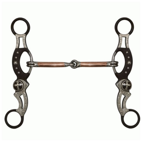 Showman ® 5" Brown Steel Engraved Snaffle Bit.