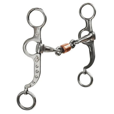 Showman® Stainless steel Argentine snaffle bit with copper roller.