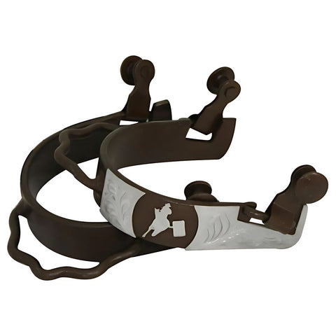 Showman ® Ladies Size Antique Brown Bumper Spur with Silver Barrel Racer.