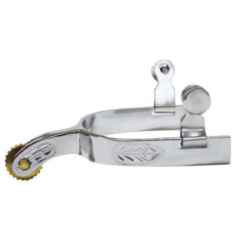 Showman ® medium/large youth size chrome plated spur with 0.5" band and 1.5" shank.