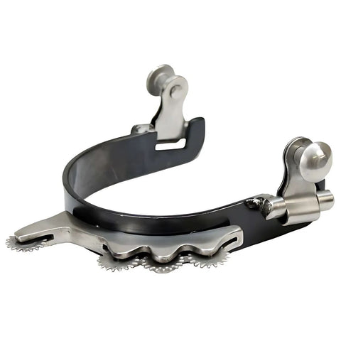 Showman® blued steel humane rowel bumper spurs.