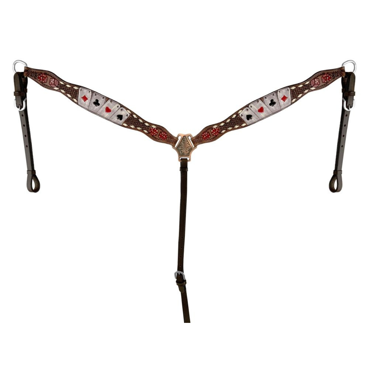 Showman Rider's Luck Tooled Leather Browband Headstall and Breast Collar Set - The Saddle Barn