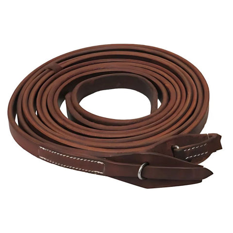 Showman ® 8ft X 3/4" Oiled harness leather split reins with quick change bit loops.