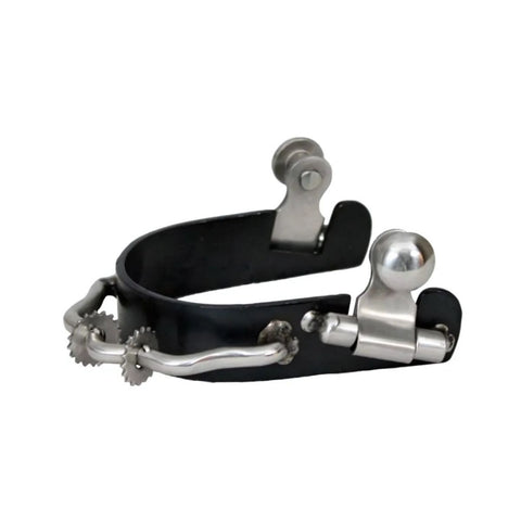 Showman® Ladies/youth size black steel bumper rowel spur with 2 small rowels for added kick.