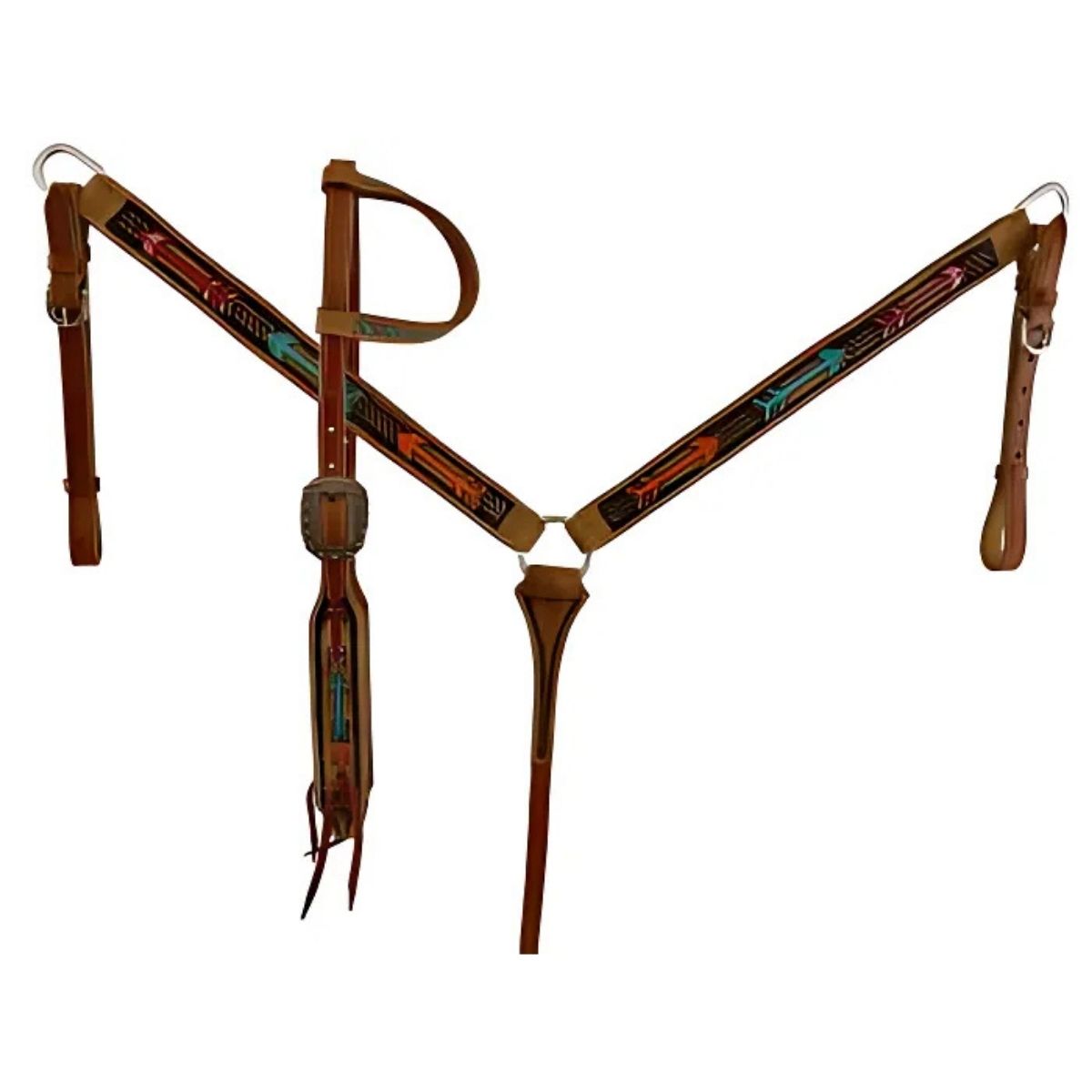 Showman ® Browband headstall with rawhide accent design made of Argentina Cow Leather.