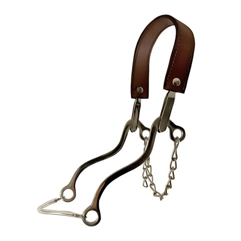 Showman ® stainless steel Hackamore with leather strap.