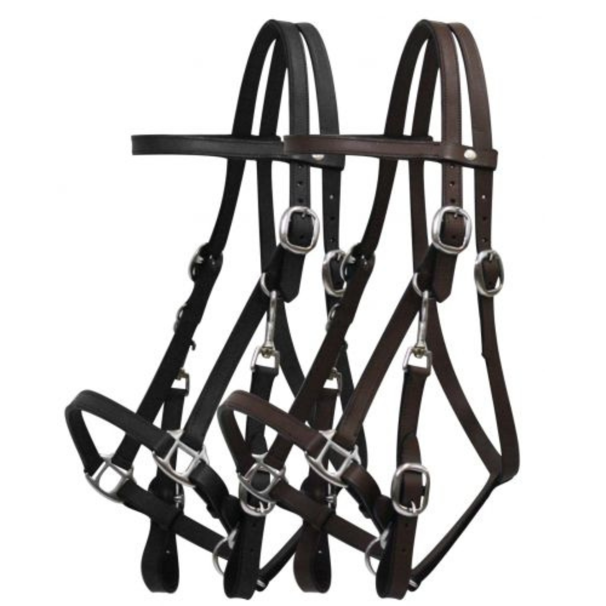 Leather halter bridle combination with 7' leather split reins